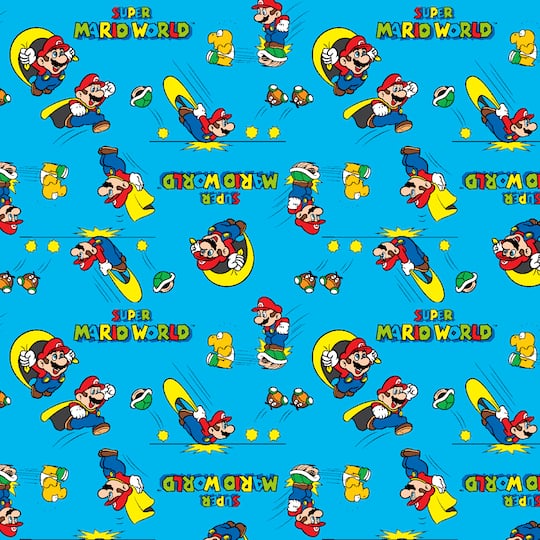 Nintendo® Mario Blue Retro Super Mario World Cotton Fabric